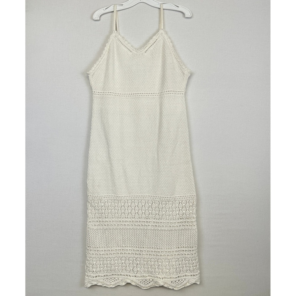 Freshman 1996 Crochet Midi Dress White Women's S Lined Knit